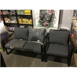 2-Piece Grey Patio Chair, LoveseatSet