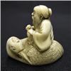 Image 4 : Carved ivory netsuke; old man with cran