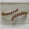 Image 3 : 14k gold ruby and pearl hinged bangle b