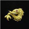 Image 1 : 14k gold sea serpent pin with red stone