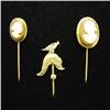 Image 1 : Three stickpins include one with bird o