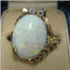 Image 1 : 14k gold opal and diamond ring; custom 