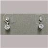 Image 1 : 14k white gold and diamond drop earring
