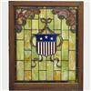 Image 1 : Stained glass window; center flag motif