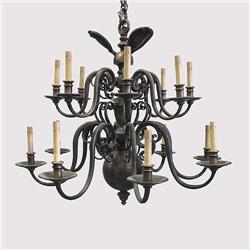 Brass chandelier with two tiers of eigh