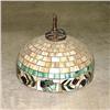 Image 1 : Slag glass hanging lamp; green banding 