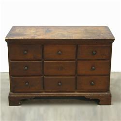 Pine nine drawer chest; dovetailed cons