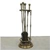 Image 1 : Set of brass fireplace tools in stand; 