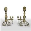 Image 1 : Pair of brass and iron andirons; turned