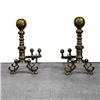 Image 1 : Pair of brass and iron andirons; ball t