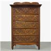 Image 1 : Oak tall chest of drawers; carved splas