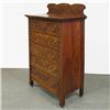 Image 2 : Oak tall chest of drawers; carved splas