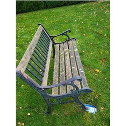 Outdoor wrought iron & wood bench. Cat C