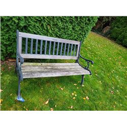 Outdoor wrought iron & wood bench Cat C