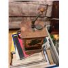 Image 4 : Antique Coffe Grinder Green Glass Pitcher & books. Cat A