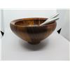 Image 2 : Large Anne Nambe Wooden Salad Bowl with 2 Wooden Spoons, Approx. 7" H