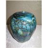 Image 2 : Rounded Tapered Single-Stem Ceramic Vase - Blue Watery Depths 10.5" H (Donated by Pokai Studios)