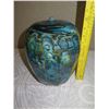Image 8 : Rounded Tapered Single-Stem Ceramic Vase - Blue Watery Depths 10.5" H (Donated by Pokai Studios)