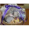 Image 2 : Gift Basket: Microfleece Blanket, Towel Set (2 hand towels and 2 washcloths), Slippers, Sleep Eye Ma