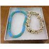 Image 1 : Qty 2 Multi-Strand Shell Necklaces - Blue & Tan Shells