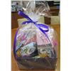 Image 1 : Gift Basket: Adult Coloring Book, Slippers, Sleep Eye Mask, Spa Face Mask x4, Cloth Face Mask x2, Zi