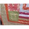 Image 10 : Large Handmade Orange Floral Hawaiian Quilt, size 74" x 67"
