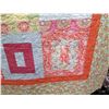 Image 8 : Large Handmade Orange Floral Hawaiian Quilt, size 74" x 67"