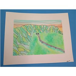 Landscape Artwork Signed by Artist 'Liya'  12"x9"