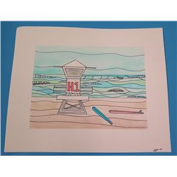 Landscape Artwork Signed by Artist 'Liya'  12"x9"
