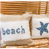 Image 1 : Set of 2 Beaded Ocean-Inspired Throw Pillows: "Beach" & Starfish