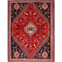 A WOOL HAND KNOTTED ABADEH ORIENTAL AREA RUG.