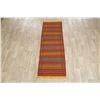 Image 3 : A WOVEN HAND KNOTTED ORIENTAL KILIM RUNNER.
