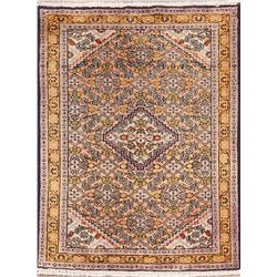 A WOOL HAND KNOTTED AREA RUG.
