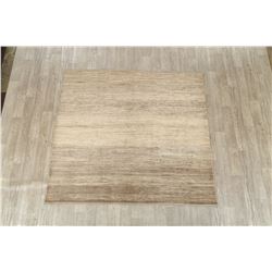 A WOOL HAND KNOTTED SQUARE AREA RUG.