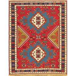 A WOVEN HAND KNOTTED SUMAK ORIENTAL RUG.