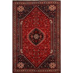 A WOOL HAND KNOTTED ABADEH ORIENTAL AREA RUG.