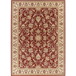 A WOOL HAND KNOTTED OUSHAK ORIENTAL AREA RUG.