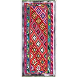 A WOVEN HAND KNOTTED KASHKOLI KILIM.
