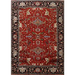 A WOOL HAND KNOTTED SERAPI ORIENTAL AREA RUG.