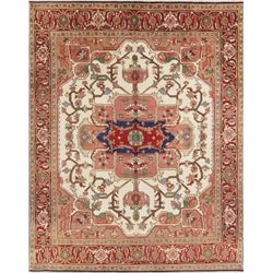 A WOOL HAND KNOTTED FLORAL ORIENTAL AREA RUG.