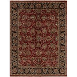 A WOOL HAND KNOTTED FLORAL ORIENTAL AREA RUG.