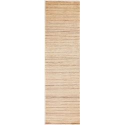 A WOOL HAND KNOTTED HALLWAY RUG RUNNER.