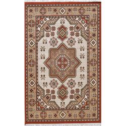 A WOOL HAND KNOTTED MEDALLION AREA RUG.
