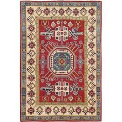 A WOOL HAND KNOTTED CAUCASIAN ORIENTAL RUG.