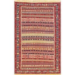 A WOVEN HAND KNOTTED SUMAK KILIM.