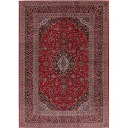A WOOL HAND KNOTTED FLORAL ORIENTAL AREA RUG.