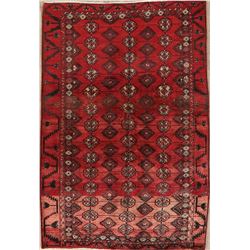 A WOOL HAND KNOTTED BALOUCH ORIENTAL AREA RUG.