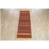 Image 3 : A WOVEN HAND KNOTTED ORIENTAL KILIM RUNNER.