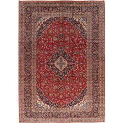 A WOOL HAND KNOTTED FLORAL ORIENTAL AREA RUG.