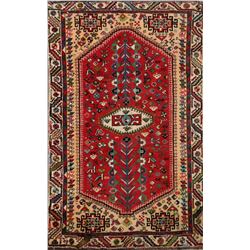 A WOOL HAND KNOTTED ABADEH ORIENTAL AREA RUG.